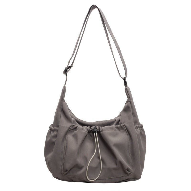 Drawstring Lightweight Shoulder Simple Fashion Crossbody Nylon Cloth Tote Bag