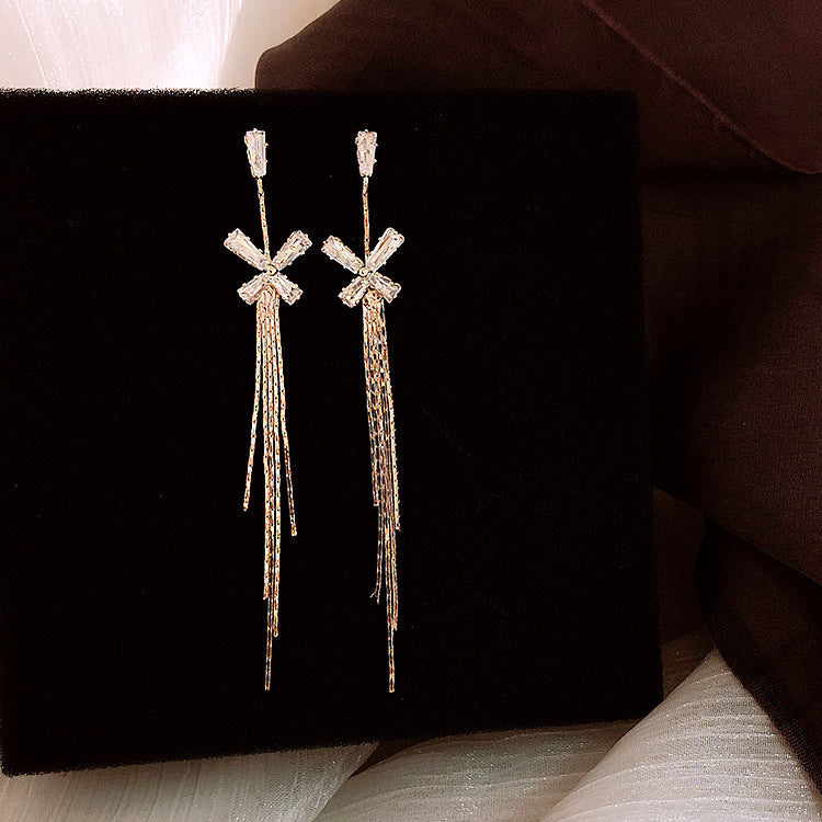 Earrings Stud Earrings Personality Tassel Wild Long Silver Pin Earrings