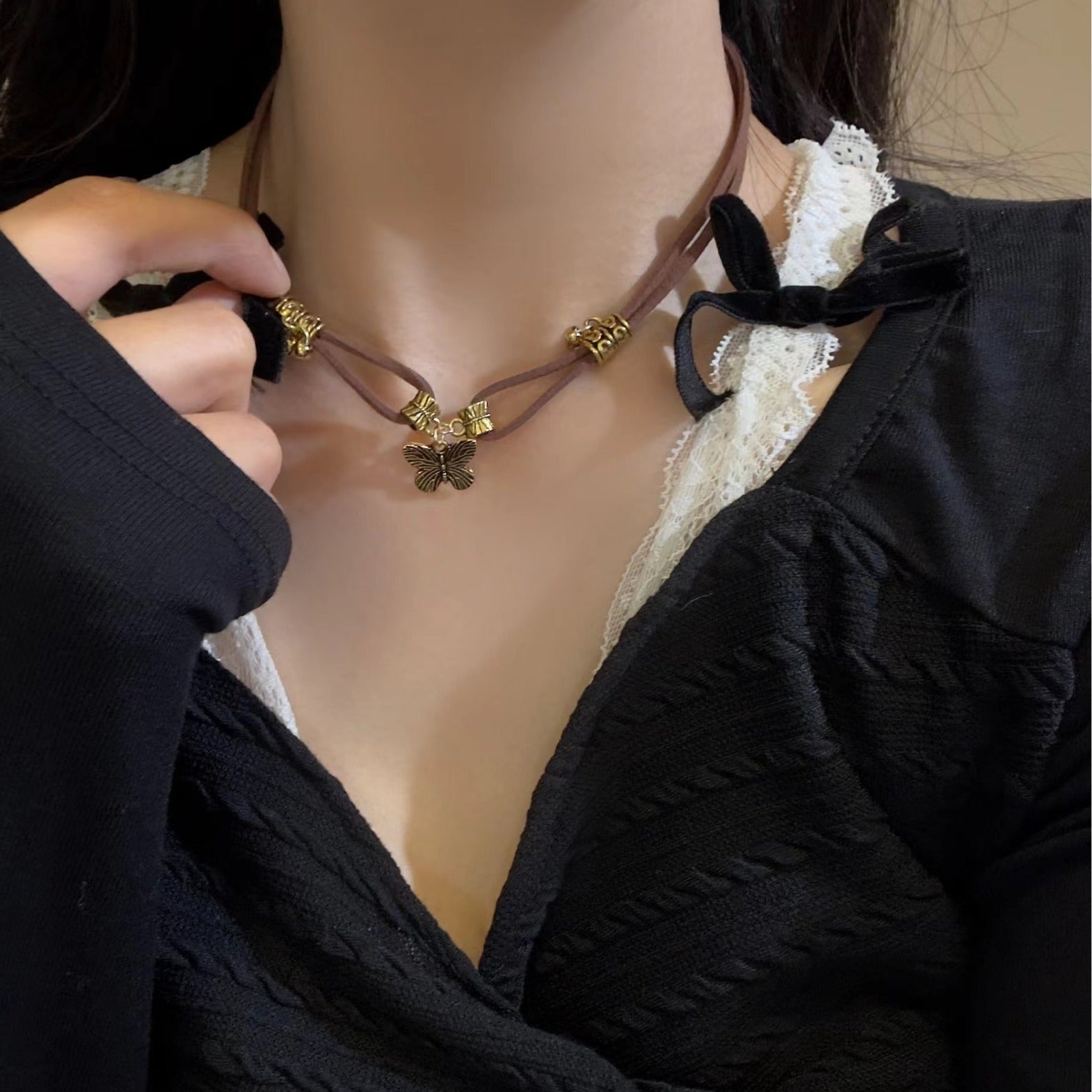 Double Brown Gemstone Necklace For Women Necklace