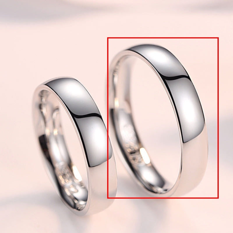 Sterling Silver Couple's Ring Couple With Ring Glossy Inner Arc
