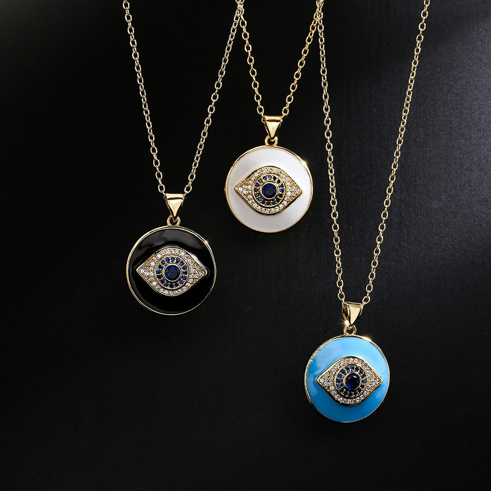 Zircon Dripping Oil Necklace Gold Vintage Clavicle Chain