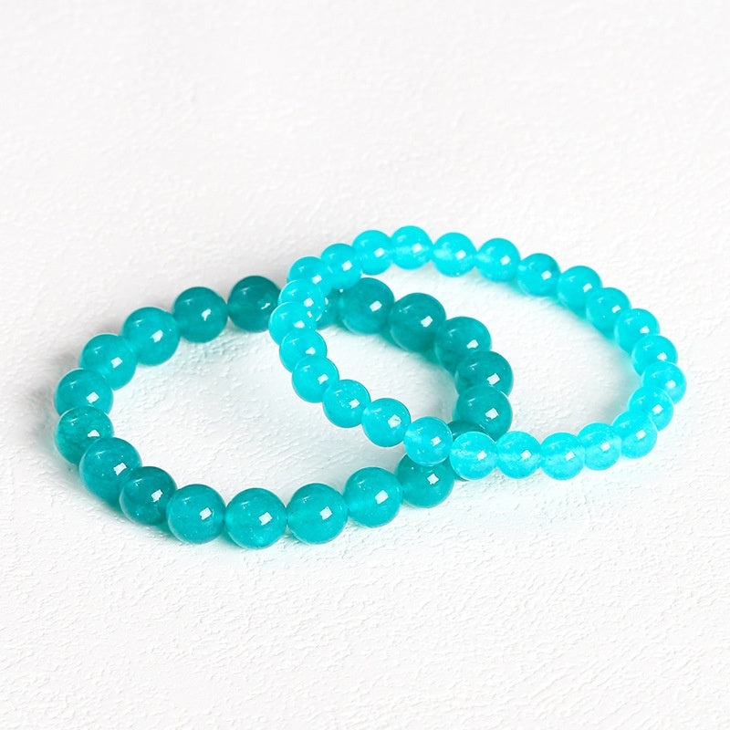 Chalcedony Sea Blue Sapphire Sky Blue Simple Men And Women Single Circle Round Beads Bracelet