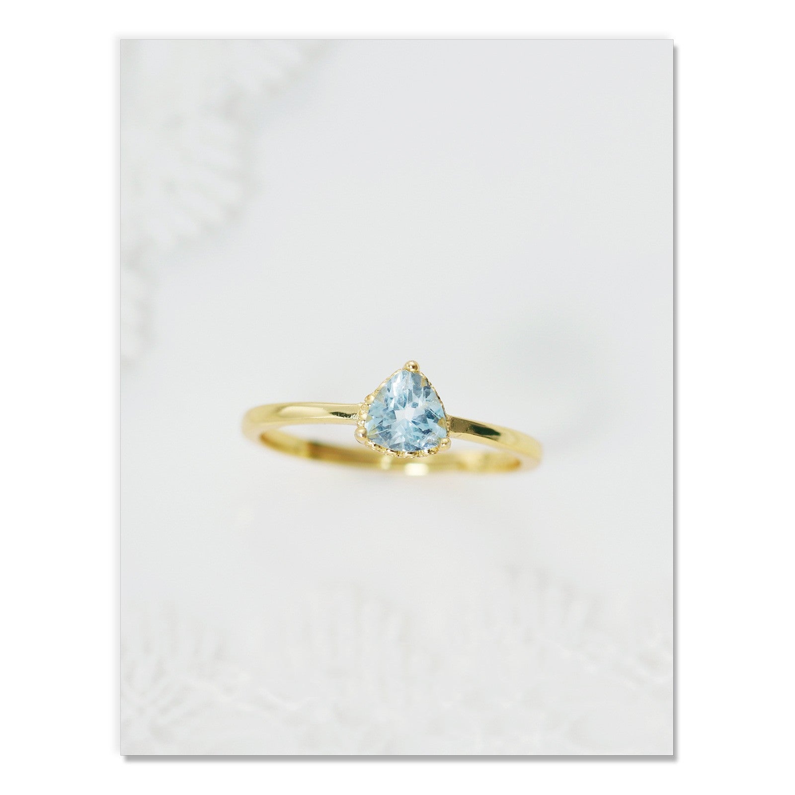 925 Silver Sky Blue Topa Triangle Cut Ring Adjustable