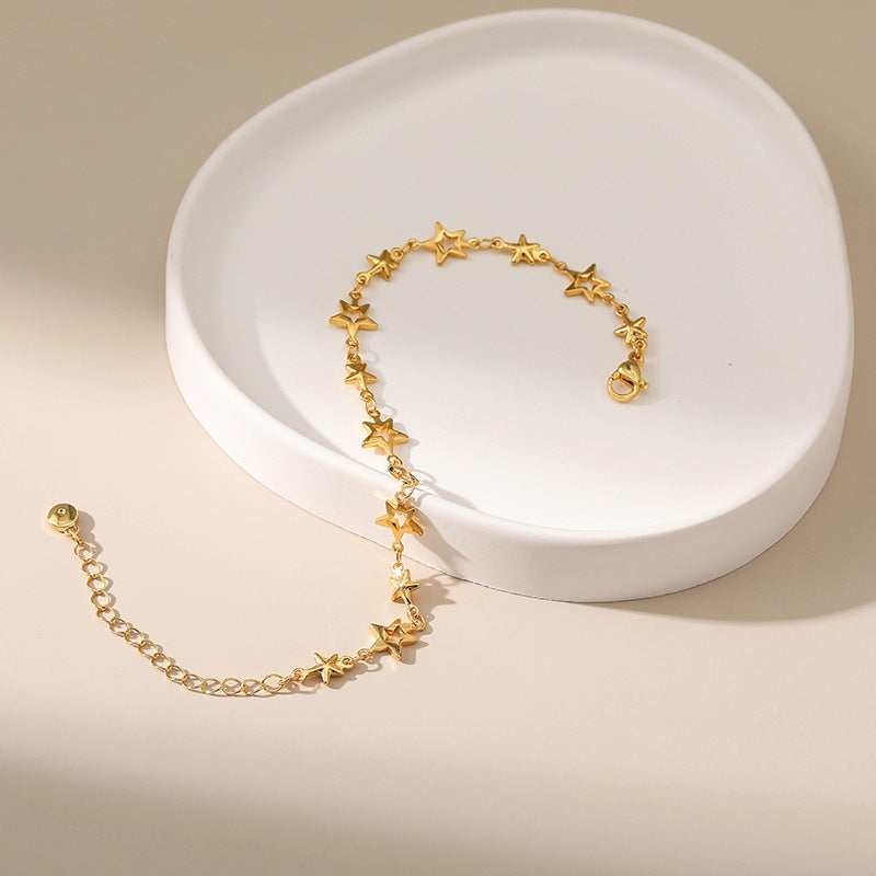 Star Niche Copper Plated 18K Real Gold White Sweet Bracelet