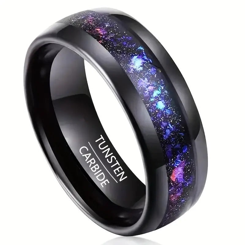 Fashion Creative Starry Sky Sea Blue Stainless Steel Ring
