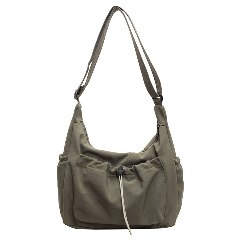 Drawstring Lightweight Shoulder Simple Fashion Crossbody Nylon Cloth Tote Bag