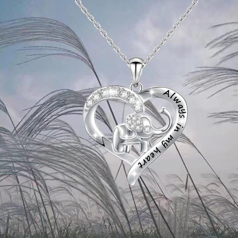 Elephant necklace personalized letter Necklace