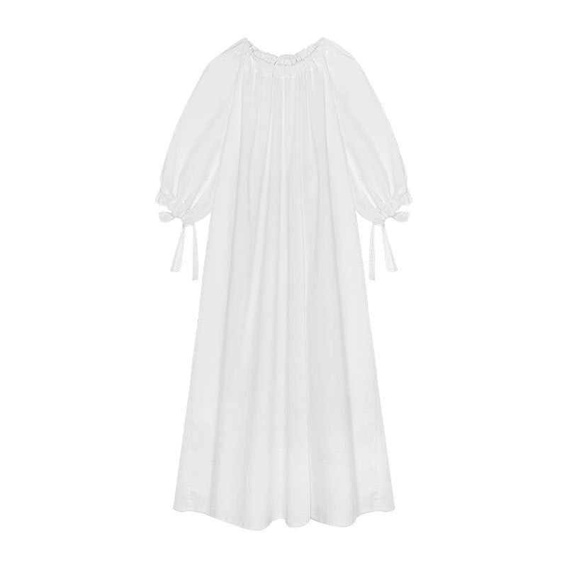 Spring New Bubble Sleeve Drawstring Dress