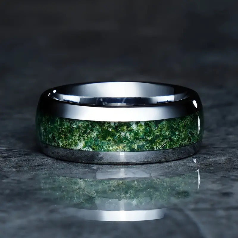 Fashion Creative Starry Sky Sea Blue Stainless Steel Ring