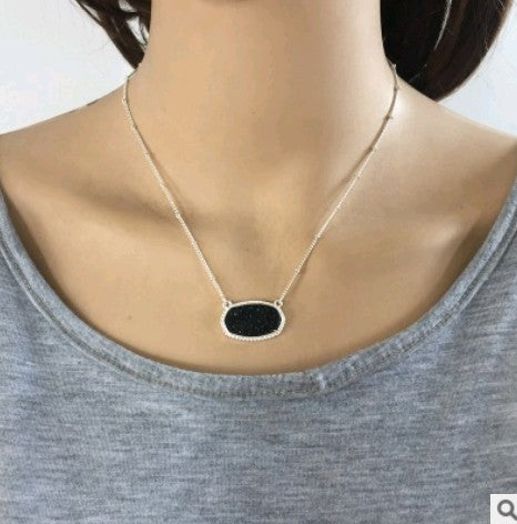 Electroplated silver resin alloy necklace short necklace chain plating effect color resin necklace