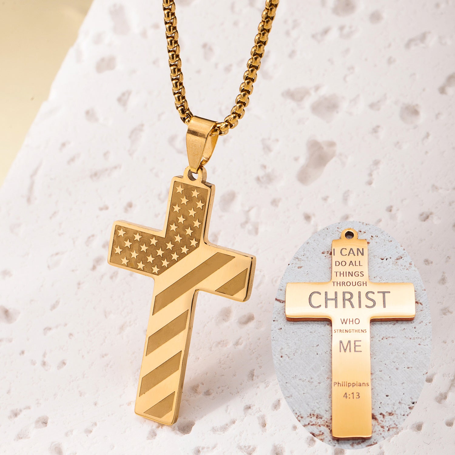 Men's Fashion Hip-hop Fashion Titanium Steel Electroplated Cross Pendant Necklace