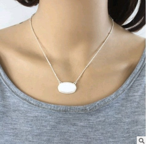 Electroplated silver resin alloy necklace short necklace chain plating effect color resin necklace