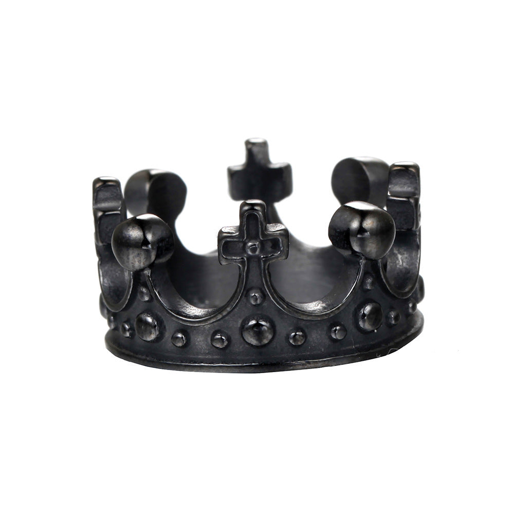 Creative Titanium Steel Retro Crown Cross Ring