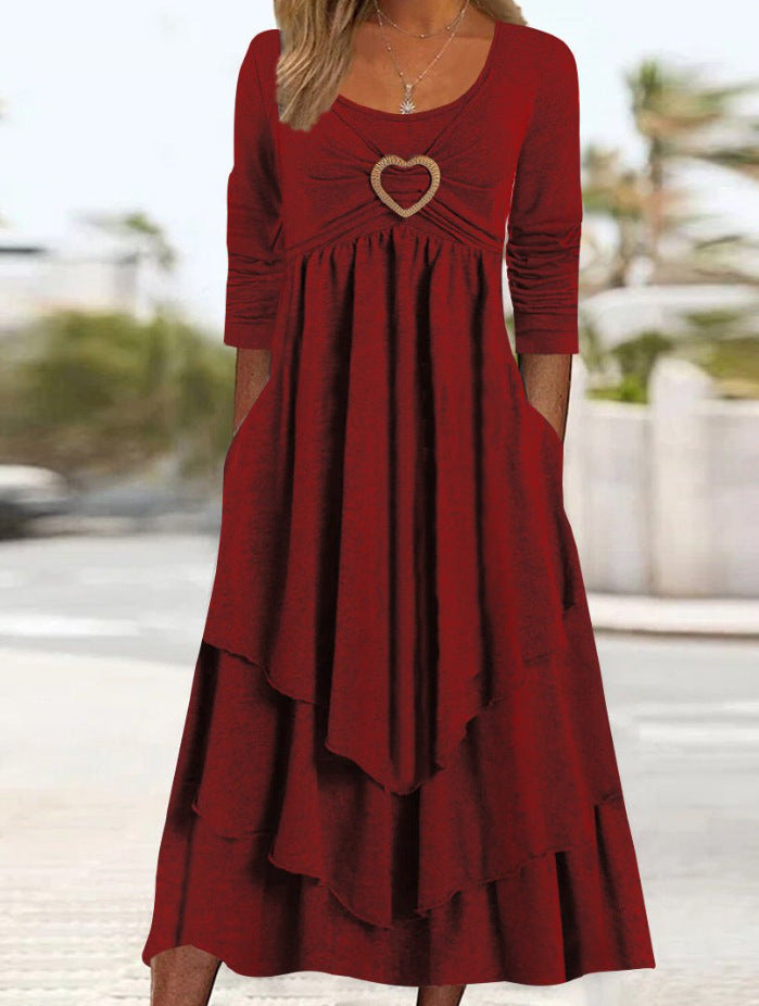 Women's Fashion Waist-controlled Love Decorative Dress