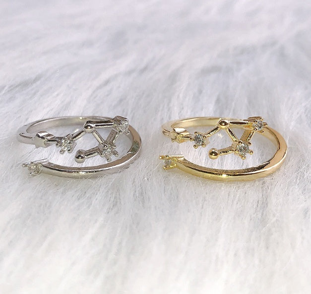 12 constellations star rings