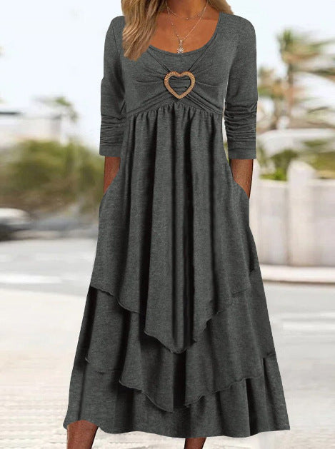 Women's Fashion Waist-controlled Love Decorative Dress