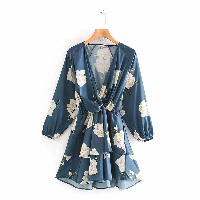 Layered floral print dress