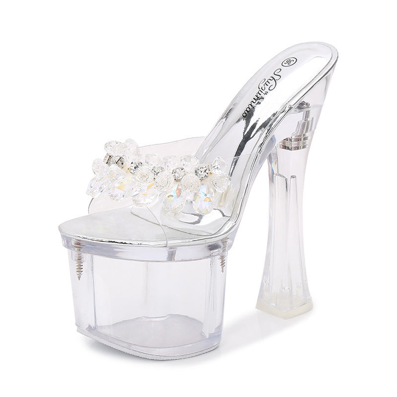 Women's Summer Waterproof Platform Non-slip Thick-soled Sexy All-match Super High Heel Sandals