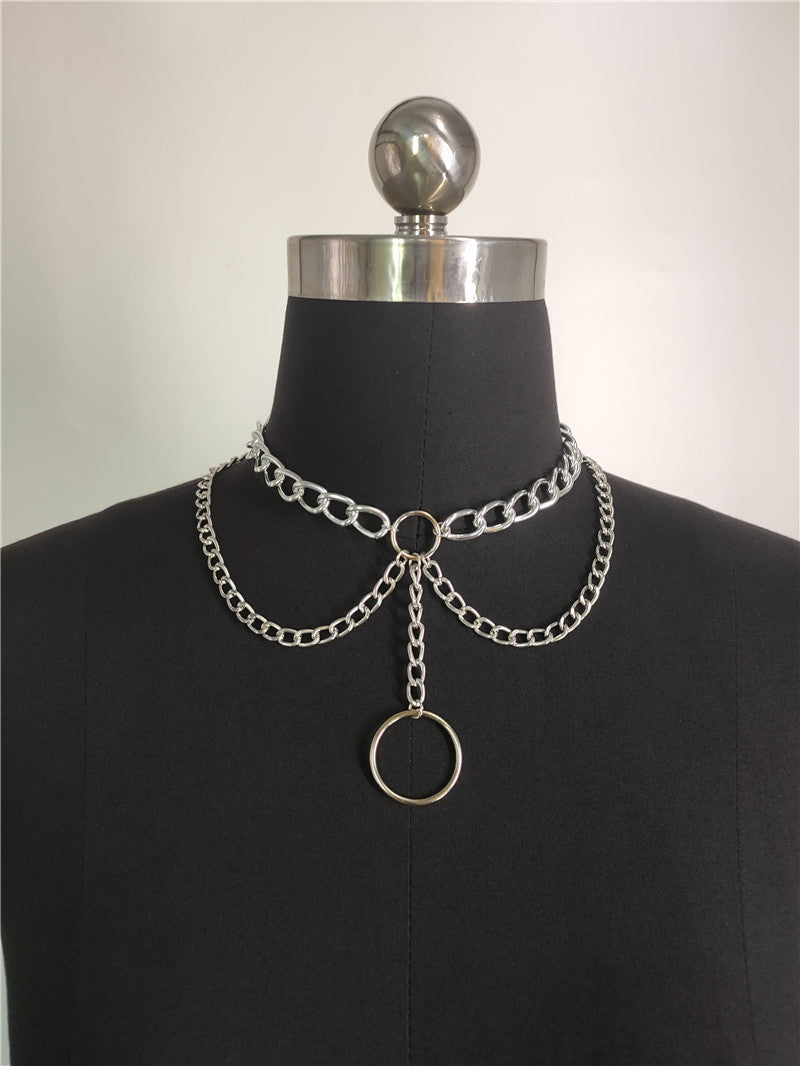 Ring Pendant Tassel Double Necklace Necklace