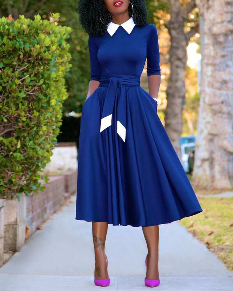 Women's Mid-Length High-Waist Pullover Dress