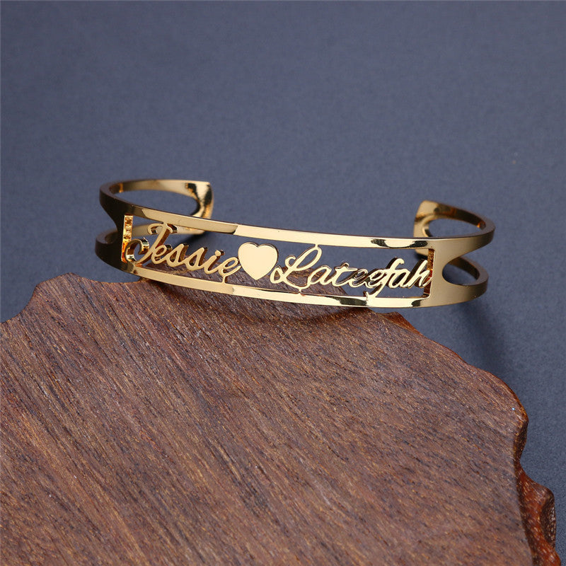 European and American DIY Custom-made Bracelets With Drawings and Stainless Steel Heart-shaped Bracelets