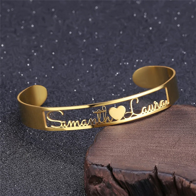 European and American DIY Custom-made Bracelets With Drawings and Stainless Steel Heart-shaped Bracelets