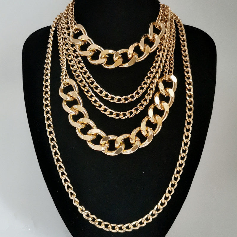 Exaggerated Multi-layer Tassel Handmade Chain Necklace