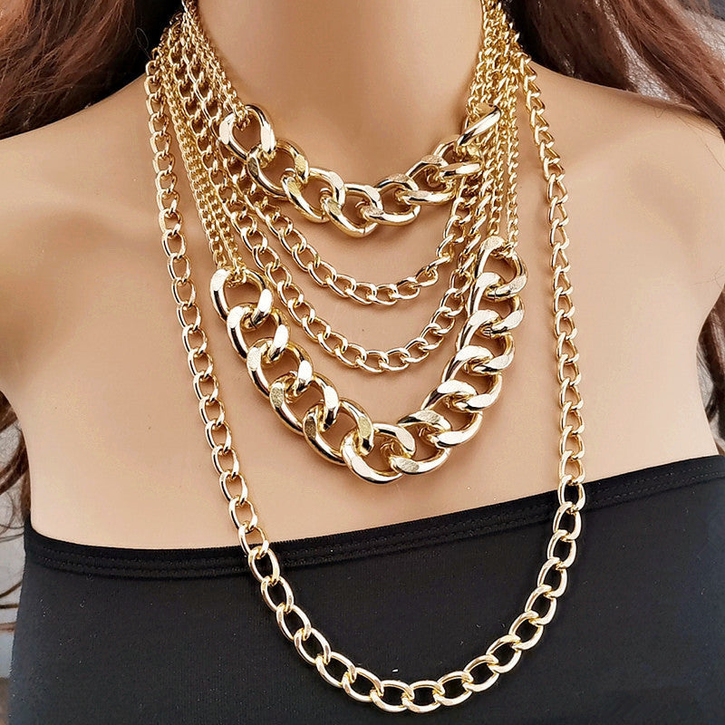 Exaggerated Multi-layer Tassel Handmade Chain Necklace