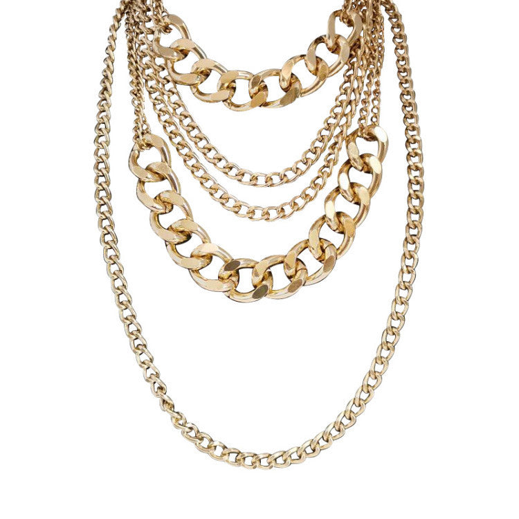 Exaggerated Multi-layer Tassel Handmade Chain Necklace