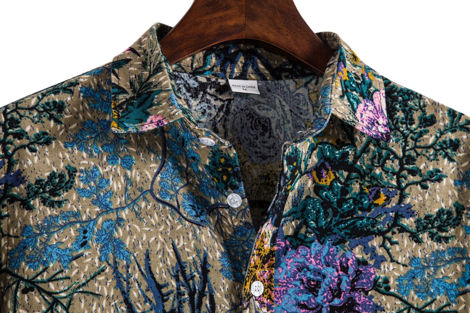 Printing Long Sleeve Shirt Men's Lapel Shirt
