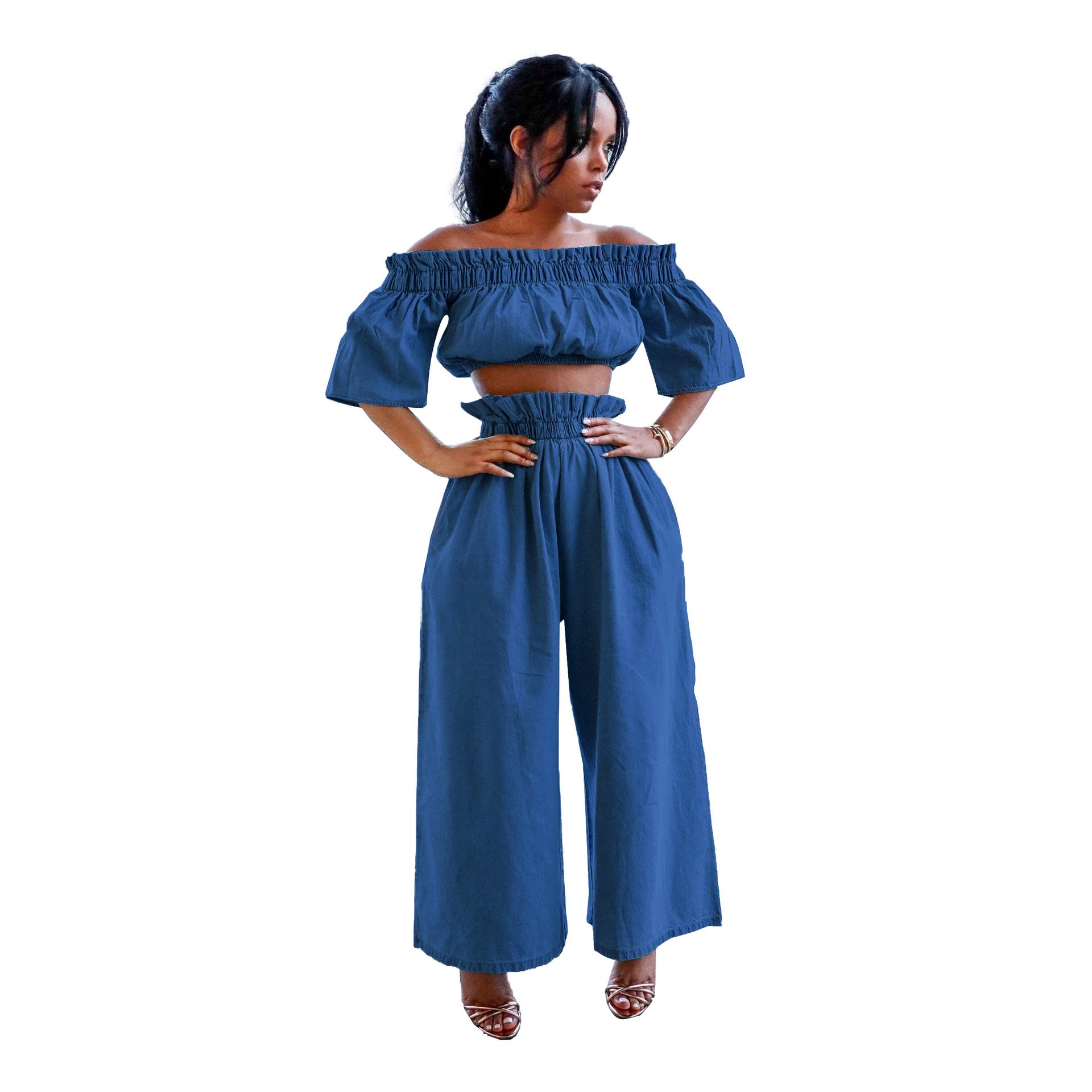 VAZN WYM1940 Solid A line Colorful Skinny Short Sleeve Long Pants Summer Women Casual 2Piece Two Fashion Bodycon Women Set