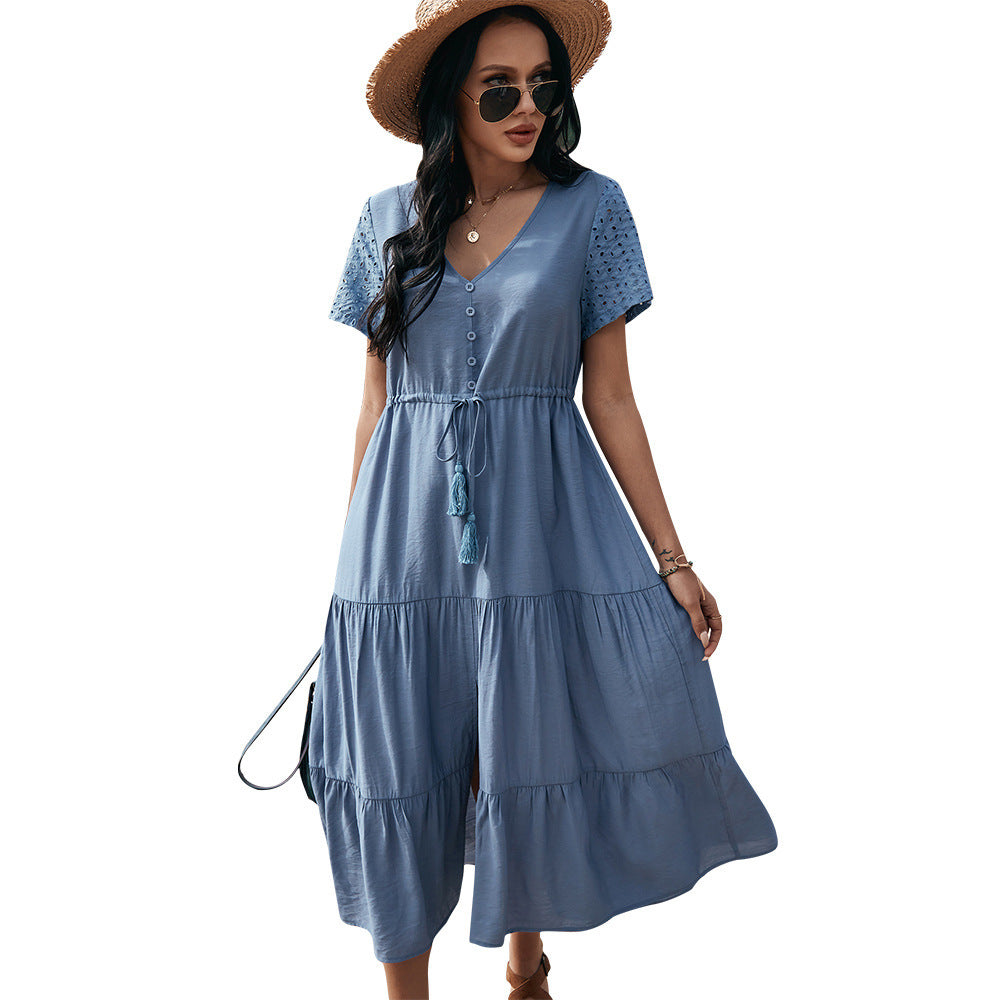 Women's Solid Color Holiday Casual Big Swing Dress
