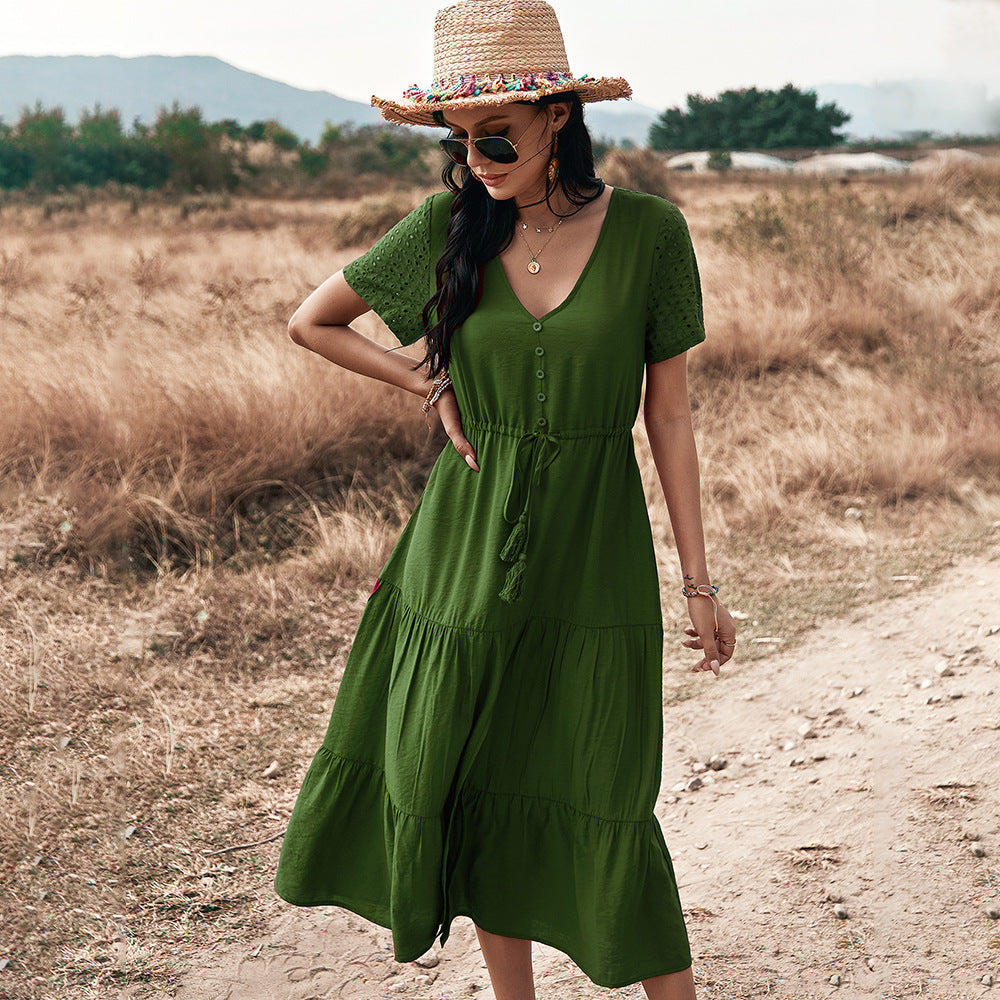 Women's Solid Color Holiday Casual Big Swing Dress