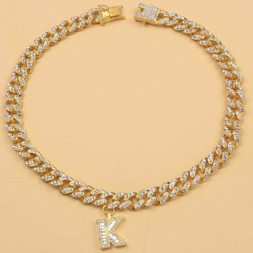 Necklace Personality Trendy Diy Creative Zircon Letter Pendant Necklace