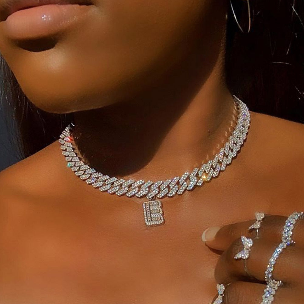 Necklace Personality Trendy Diy Creative Zircon Letter Pendant Necklace