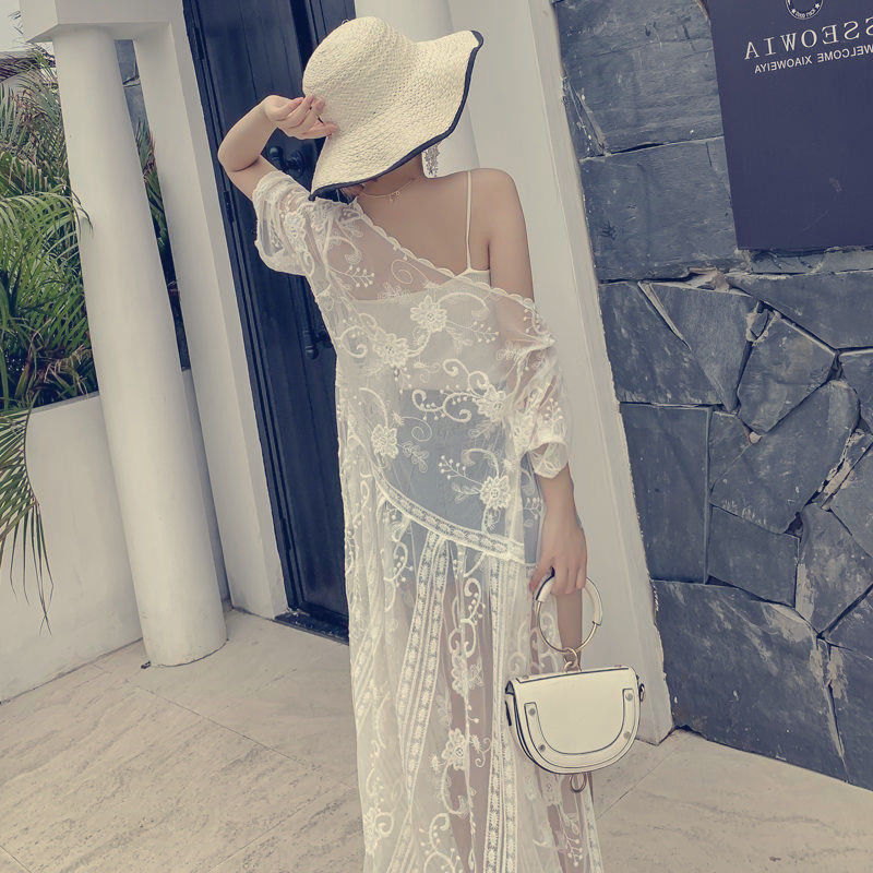 Travel Bikini Outside With Sun Protection Clothing On The Beach, Female Shawl, Lace Jacket, Fairy Dress