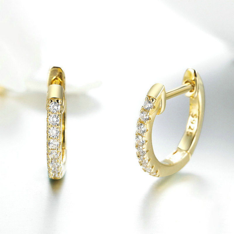 Sterling Silver Earrings Ladies Fashion Rose Gold Plated Simple Sterling Silver Ear Buckle