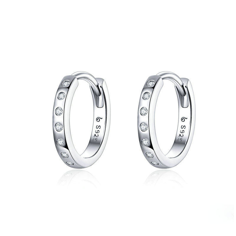 Sterling Silver Earrings Ladies Fashion Rose Gold Plated Simple Sterling Silver Ear Buckle