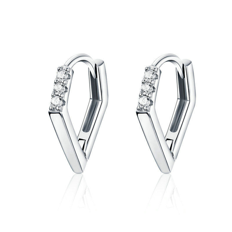 Sterling Silver Earrings Ladies Fashion Rose Gold Plated Simple Sterling Silver Ear Buckle