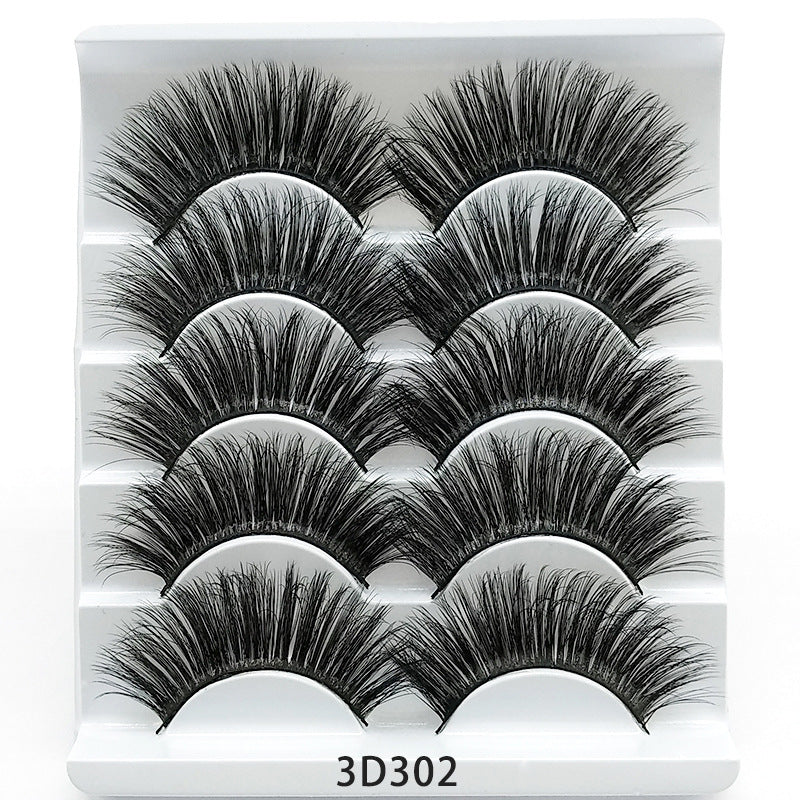 Mink False Eyelashes 3D False Eyelashes Five Pairs Of Soft Cotton Stalk