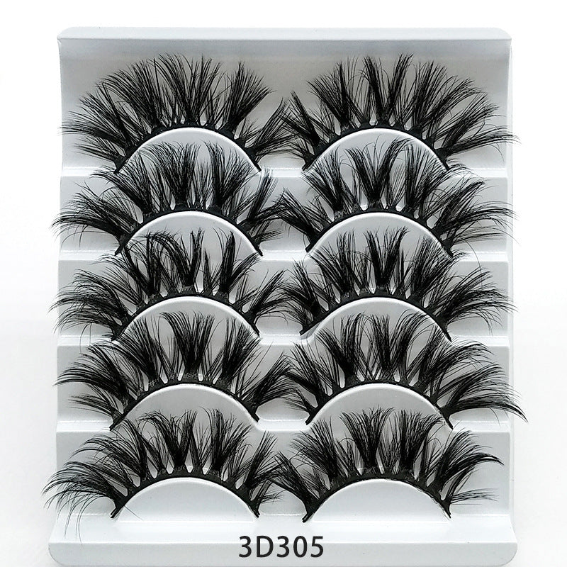 Mink False Eyelashes 3D False Eyelashes Five Pairs Of Soft Cotton Stalk