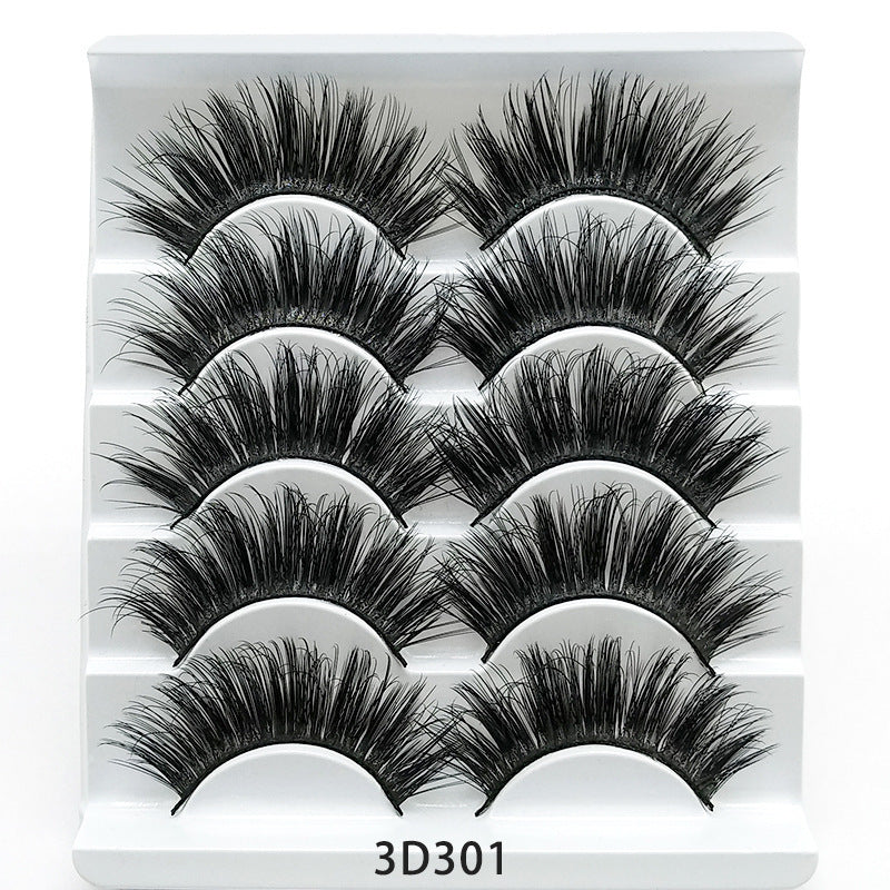 Mink False Eyelashes 3D False Eyelashes Five Pairs Of Soft Cotton Stalk