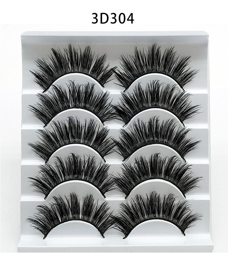 Mink False Eyelashes 3D False Eyelashes Five Pairs Of Soft Cotton Stalk