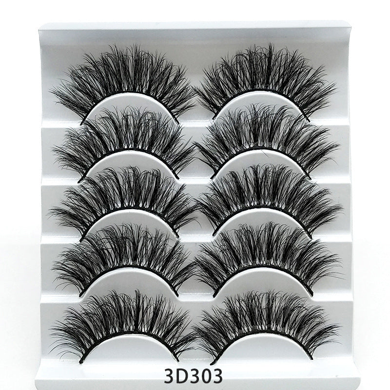 Mink False Eyelashes 3D False Eyelashes Five Pairs Of Soft Cotton Stalk