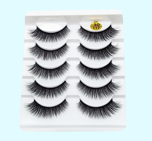 Mink False Eyelashes 3D False Eyelashes Five Pairs Of Soft Cotton Stalk