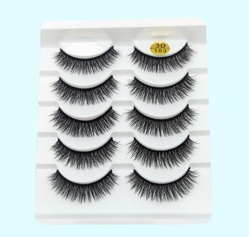Mink False Eyelashes 3D False Eyelashes Five Pairs Of Soft Cotton Stalk
