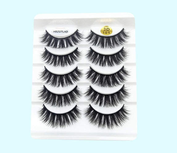 Mink False Eyelashes 3D False Eyelashes Five Pairs Of Soft Cotton Stalk