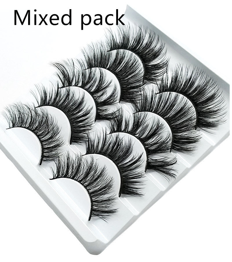 Mink False Eyelashes 3D False Eyelashes Five Pairs Of Soft Cotton Stalk