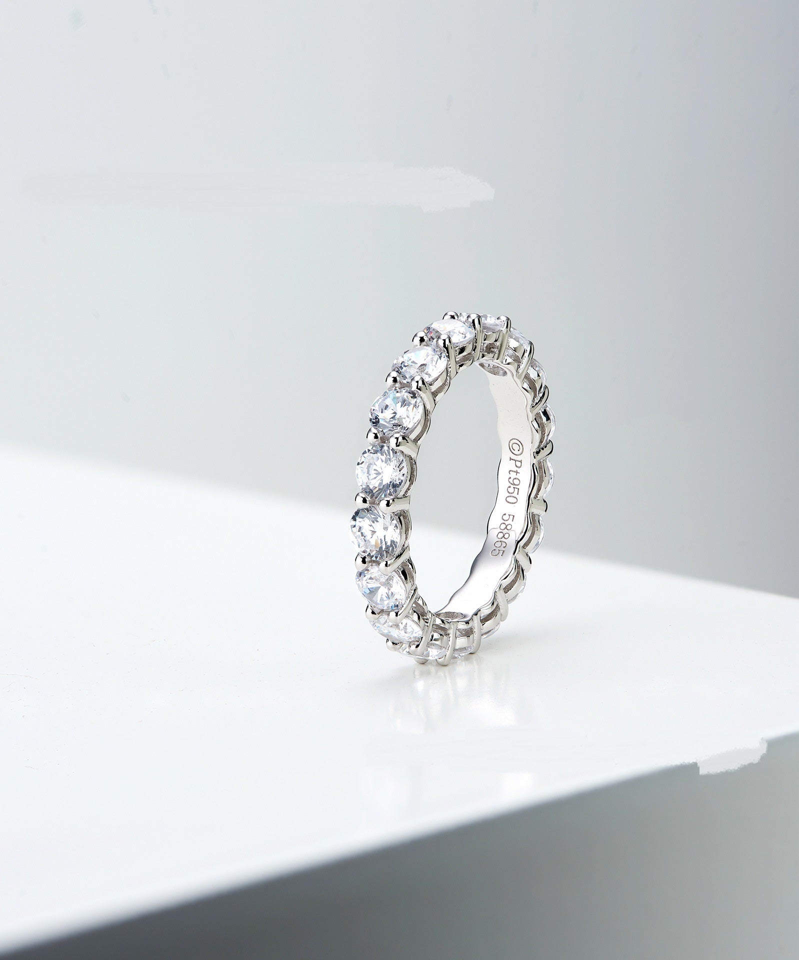 Small Row Diamond Ring Women Sterling Silver