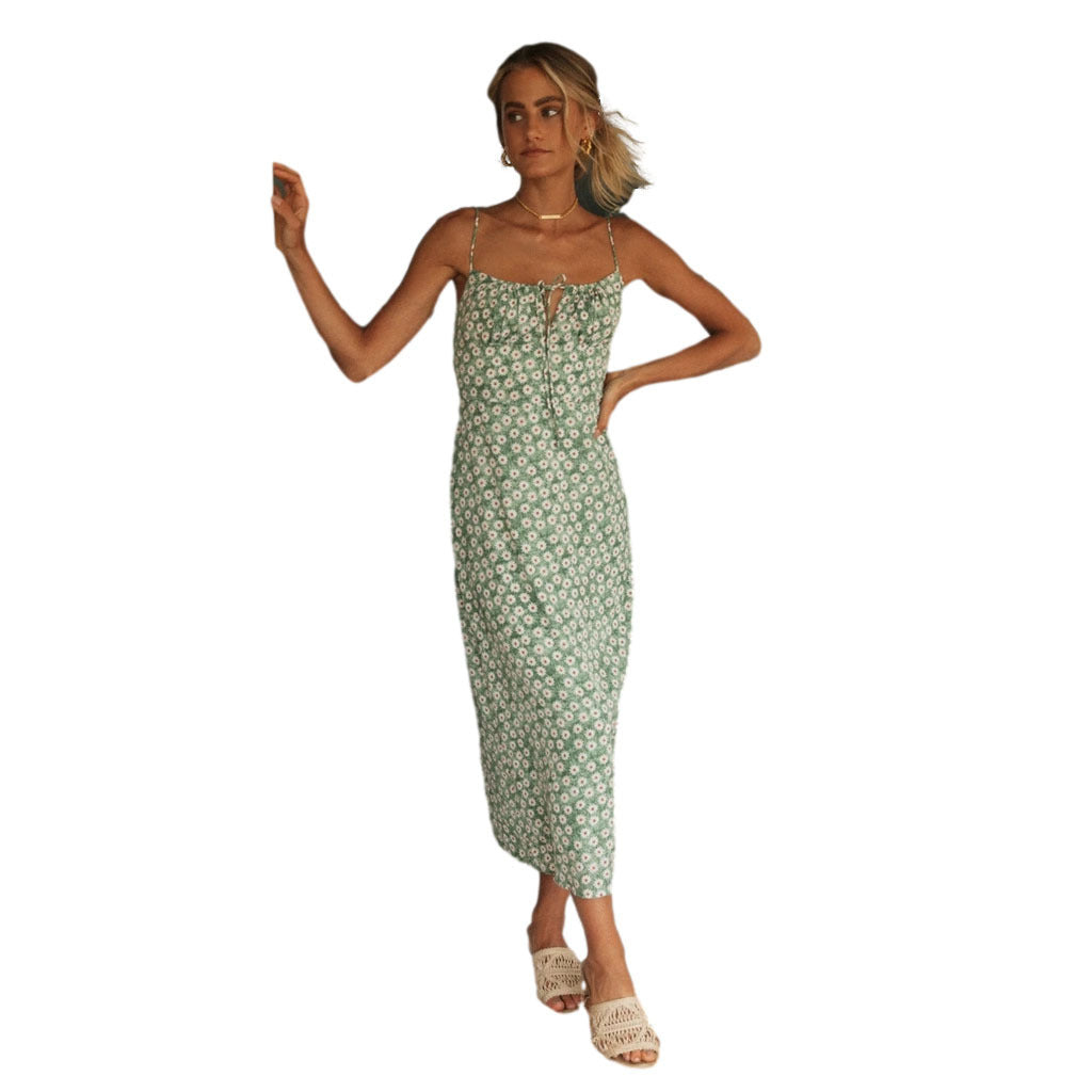 Sweet Little Floral Print Suspender Dress